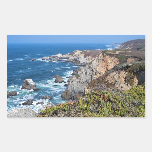 Bodega Head gequetscht Küste und Weg Rechteckiger Aufkleber (Vorderseite)