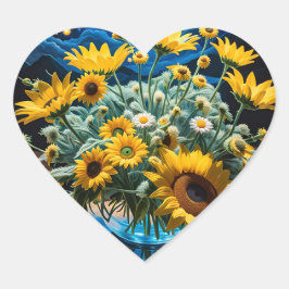 Bodegón Flores y Noche 1 - 001 Herz-Aufkleber