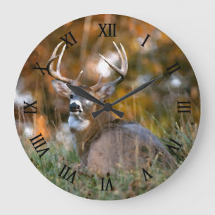 Bodenbeläge in der Wasserfarbe des Herbstes Große Wanduhr