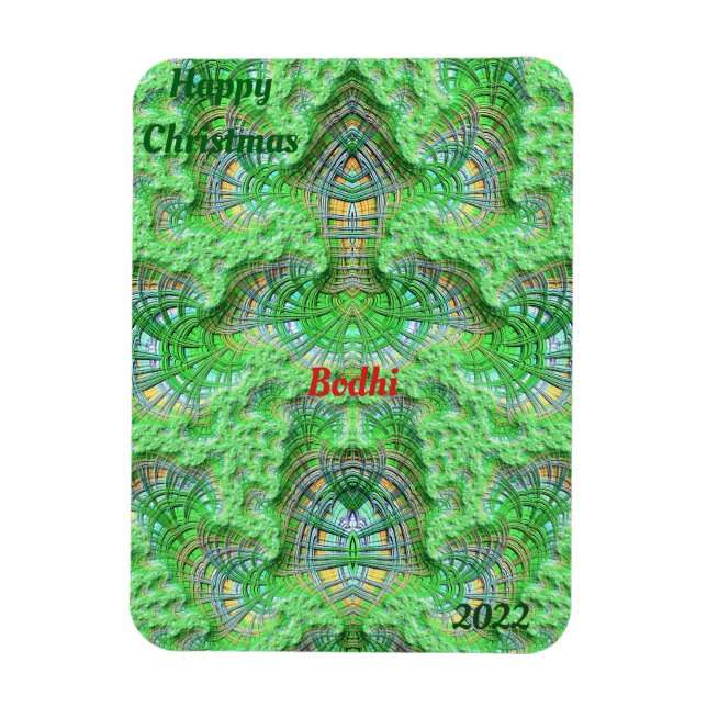 BODHI ~CHRISTMAS Karte Hell! ~ Rotes grünes Gelb Magnet (Vertikal)