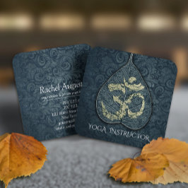 Bodhi Leaf OM Symbol für den Black & Gold Yoga Ins Quadratische Visitenkarte