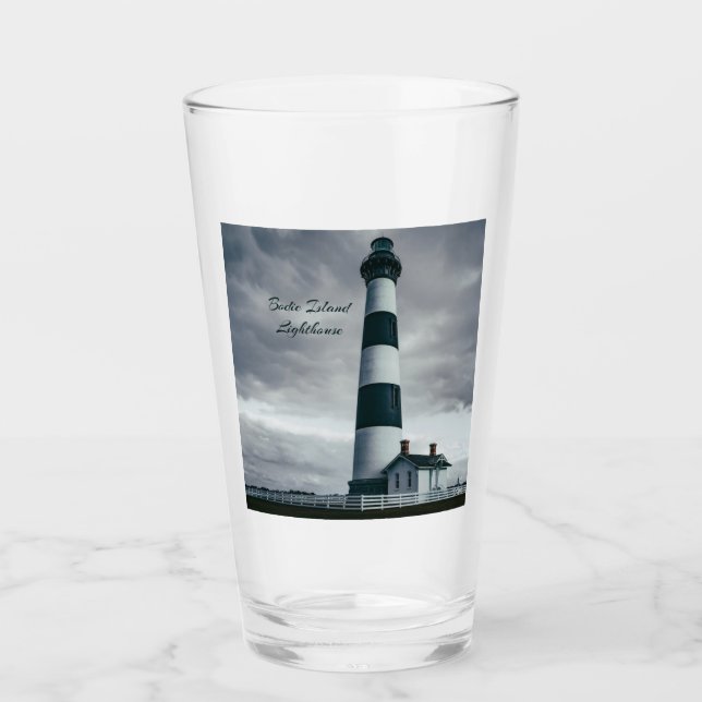 Bodie Island Leuchtturm schwarz-weiß Glas (Vorderseite)