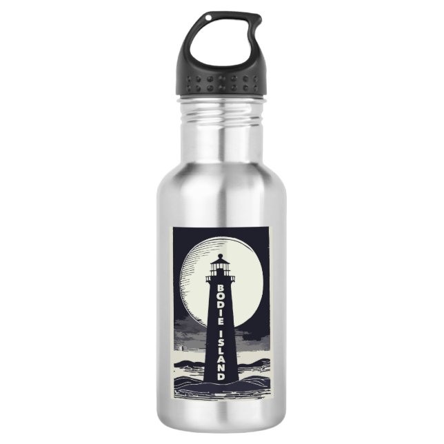 Bodie Island Lighthouse North Carolina Moon Edelstahlflasche (Vorderseite)