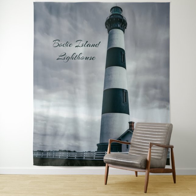 Bodie Island Lighthouse Schwarzweiß Wandteppich (Beispiel)