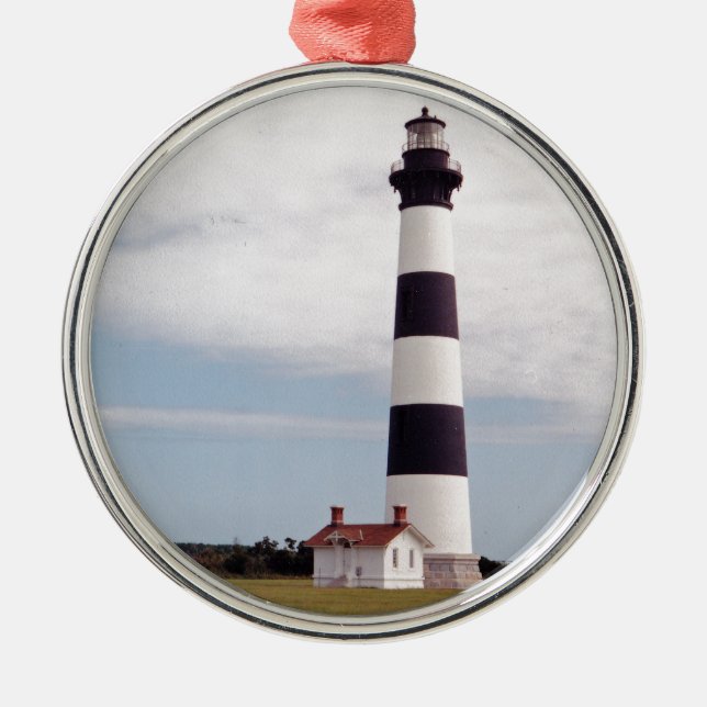 Bodie Island Lighthouse Silbernes Ornament (Vorne)