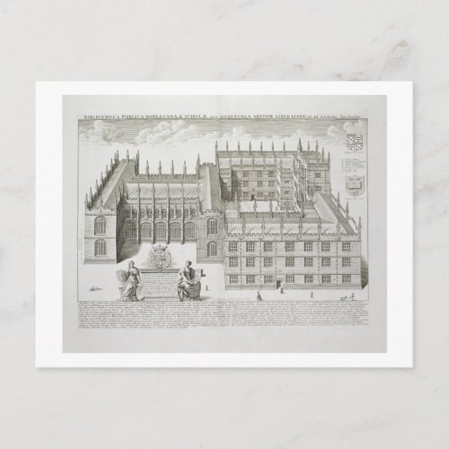 Bodleian Library, Oxford, from 'Oxonia Illustrata' Postkarte (Vorderseite)