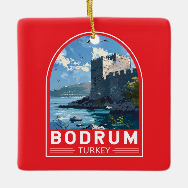 Bodrum Castle Turkey Vintage Art Keramikornament (Vorderseite)