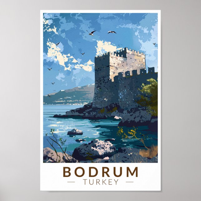Bodrum Castle Turkey Vintage Art Poster (Vorne)