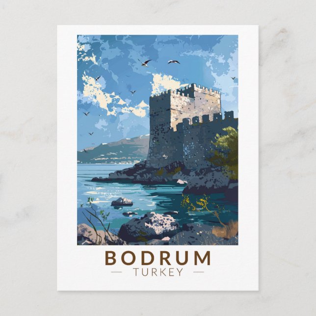 Bodrum Castle Turkey Vintage Art Postkarte (Vorderseite)