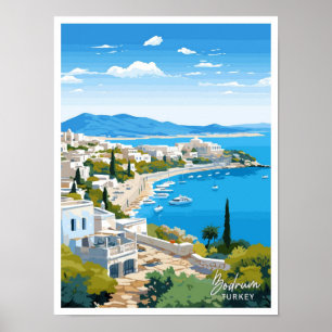 Bodrum Türkei Reise Vintage-Illustration Poster