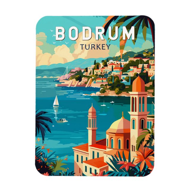 Bodrum Turkey Reisen Art Vintag Magnet (Vertikal)