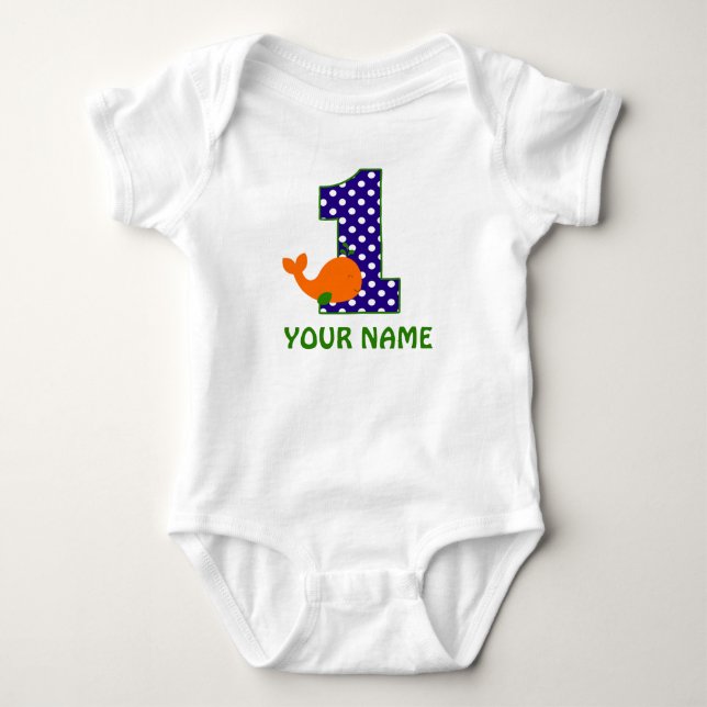 Body 1er Anniversaire Boy Whale Chemise personnalisée (Devant)