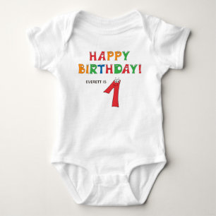 Body 1er Anniversaire Coloré Alphabet avec prénom
