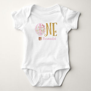 Body 1er Anniversaire Pink Hot Air Balloon Bodysuit béb