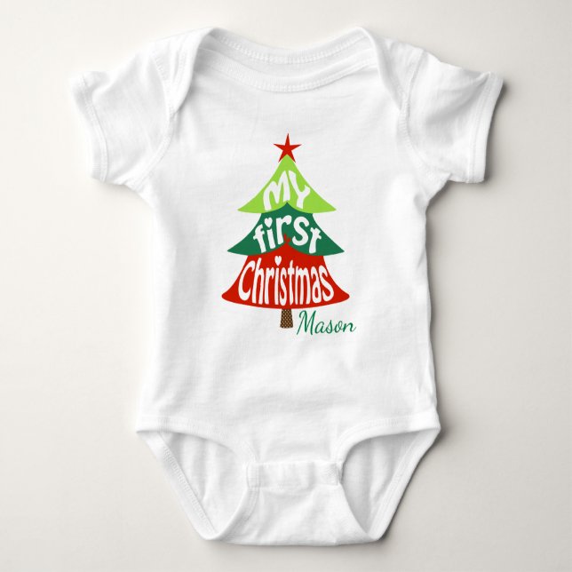 Body 1er vêtement de Noël pour bébé Arbre de Noël (Devant)