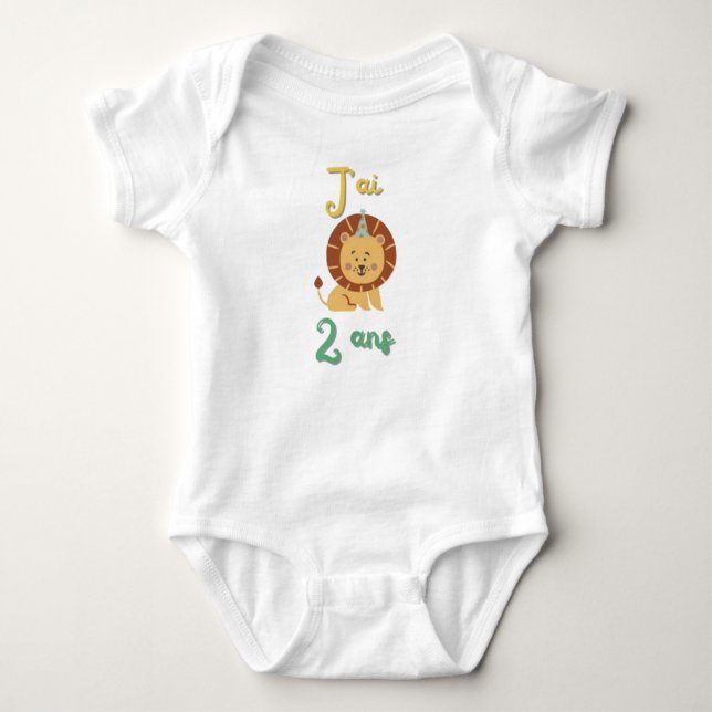 Body 2 ans Lion - cadeau anniversaire 2 ans (Devant)