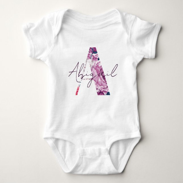 Body Abigail Baby Name Flower Script Jolie fille Floral (Devant)