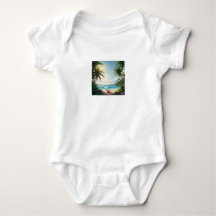 Adorable Baby Bodysuit – Elephant & Palm Trees