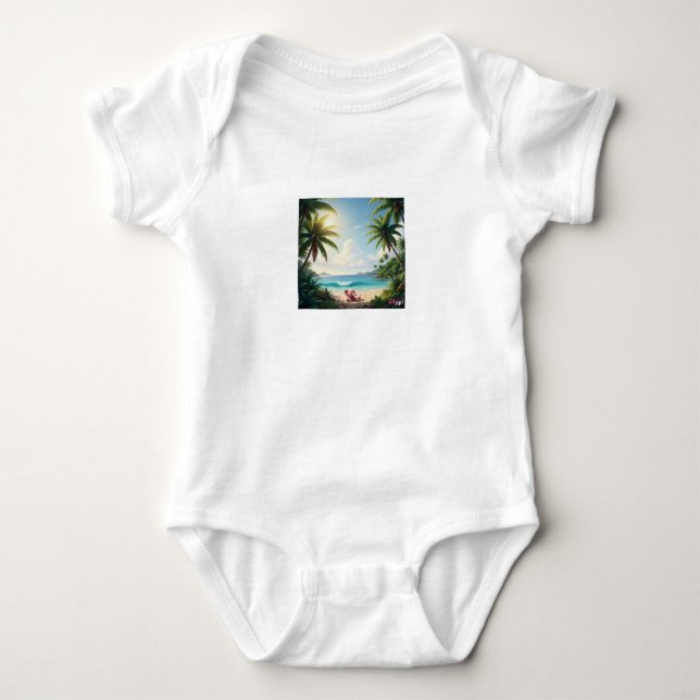 Body Adorable Baby Bodysuit – Elephant & Palm Trees (Devant)