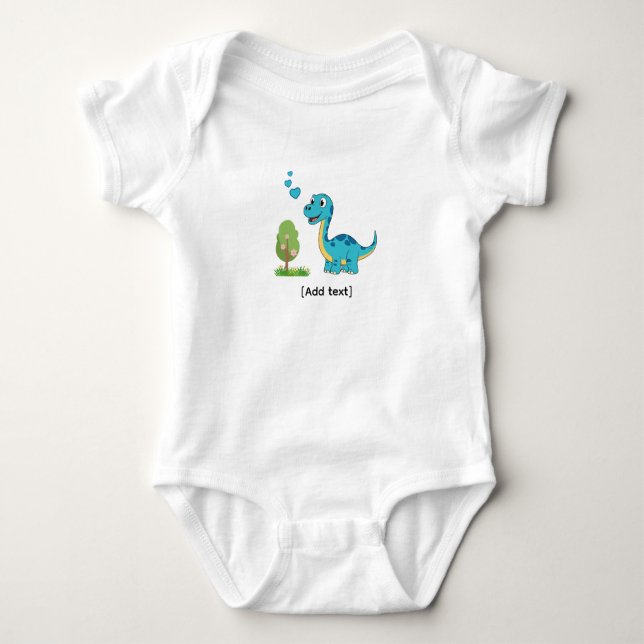 Body Adorable Blue Dinosaur with Hearts - Cute Brachios (Devant)