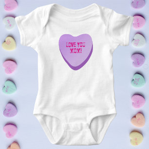 Body Aimez-vous Maman Personnalisée Candy Coeur pourpre