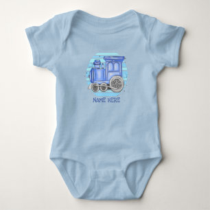 Body Ajouter le nom Steam Train Engine Baby Blue Bodysu