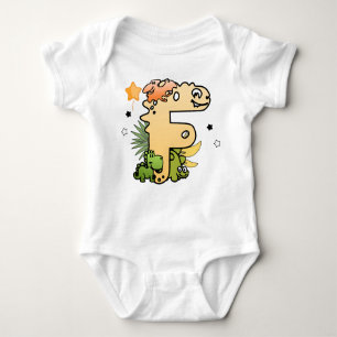 Body Alphabet Dino pour bébé avec nom Commençant avec F