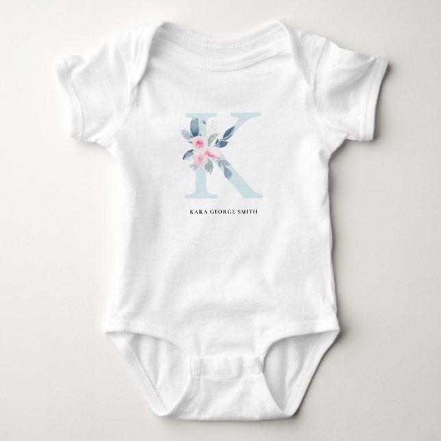 BODY ALPHABÈTES FLORAUX BLEU DOUX NOM LETTRE K (Devant)