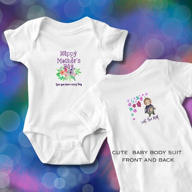 Body Amour à toi Maman Floral & Graphique (Love you Mom Floral & Graphic Baby Bodysuit)
