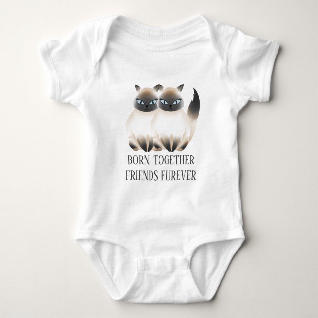 Body Amusant Unisex twin chats ajoute du texte (Devant)