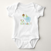 Anniversaire bleu et vert d'éléphant