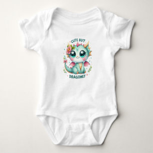 Body Aquarelle bébé dragon mignon mais dragonale floral