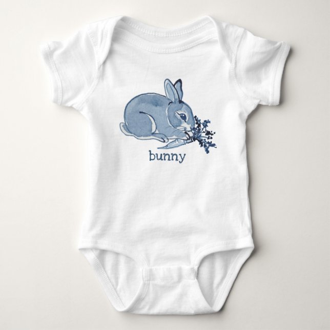 Body Aquarelle Bleu Lapin Lapin Personnaliser naturelle (Devant)