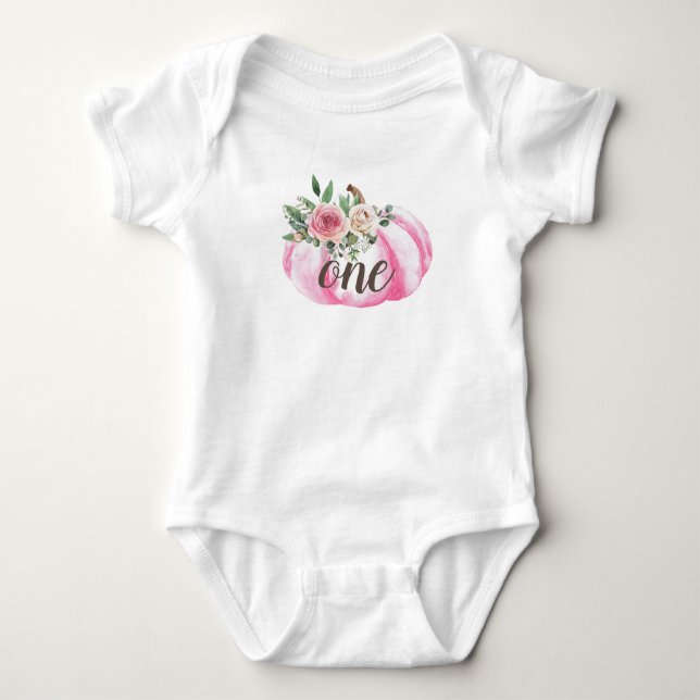 Body Aquarelle Citrouille Or rose Floral 1er anniversai (Devant)