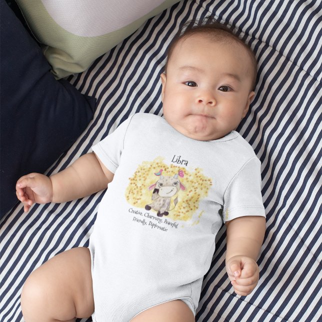 Body Aquarelle Cute Libra Bull Zodiac (Cute Libra Watercolor Bull Zodiac Baby Bodysuit)