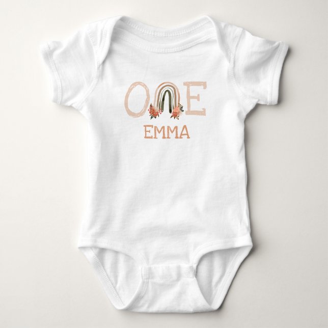 Body Aquarelle Cute Pastel Arc-en-ciel 1er anniversaire (Devant)