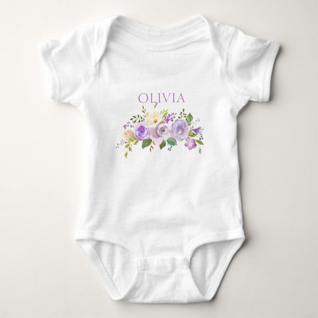 Body Aquarelle Cute personnalisée Floral Purple (Devant)