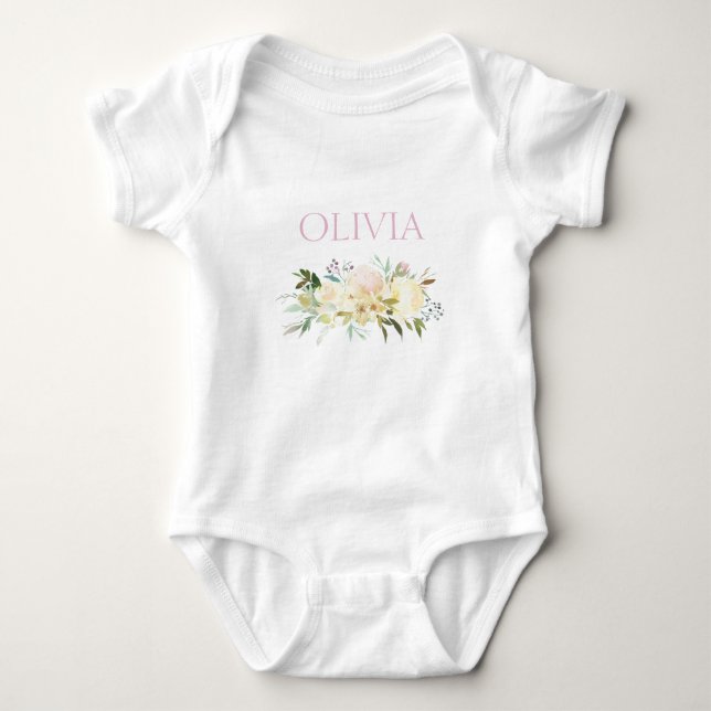 Body Aquarelle Cute personnalisée Rose Floral (Devant)