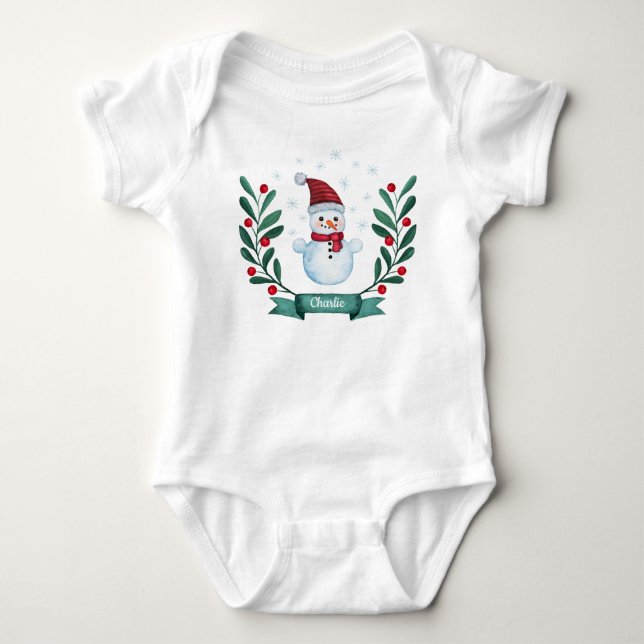 Body Aquarelle de Noël Snowman Custom (Devant)