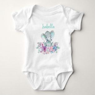 Body Aquarelle florale d'éléphant de Safari mignonne