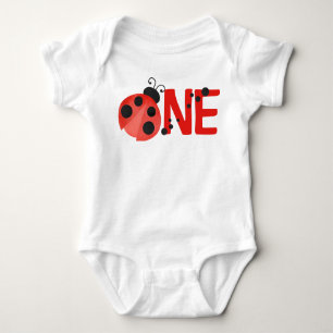 Body Aquarelle Ladybug ONE 1er Anniversaire Blanc
