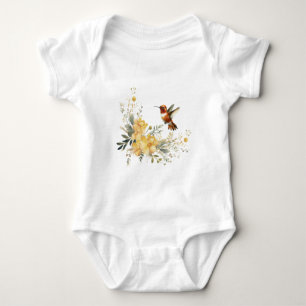Body Aquarelle mignonne Oiseau Oiseau Fleurs Jaunes