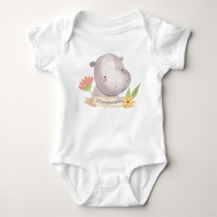 Body Aquarelle mignonne Safari animal bébé Hippopotam