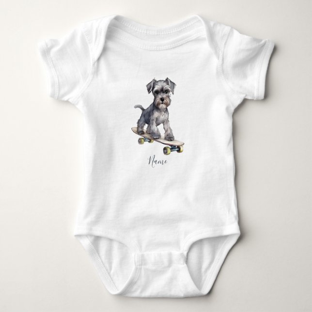 Body Aquarelle Miniature Schnauzer Bodysuit bébé (Devant)
