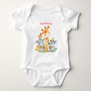Body Aquarelle rose mignonne Safari Jungle Animaux