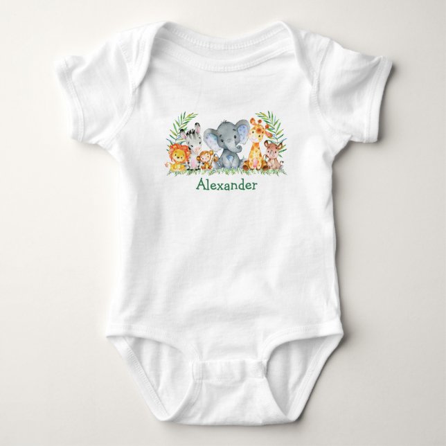 Body Aquarelle Safari Jungle Baby Animaux (Devant)