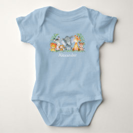 Body Aquarelle Safari Jungle Baby Animaux Bleu