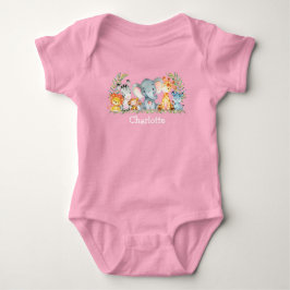 Body Aquarelle Safari Jungle mignonne Bébé Animaux rose