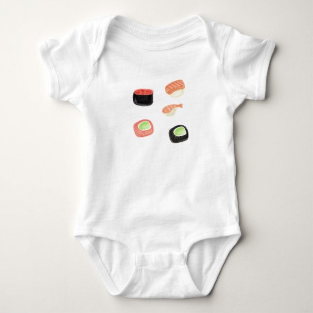 Body Aquarelle Sushi Concombre Rouleaux Bodysuit bébé (Devant)