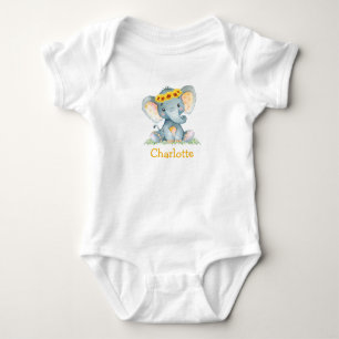 Body Aquarelle Tournesol Floral Baby Elephant